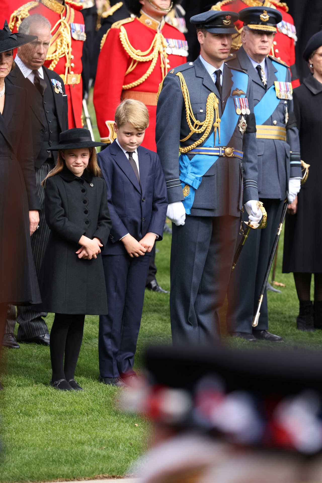 Royal fans spot the cute moment Charlotte appears to remind Prince George about official protocol at the Queen’s funeral