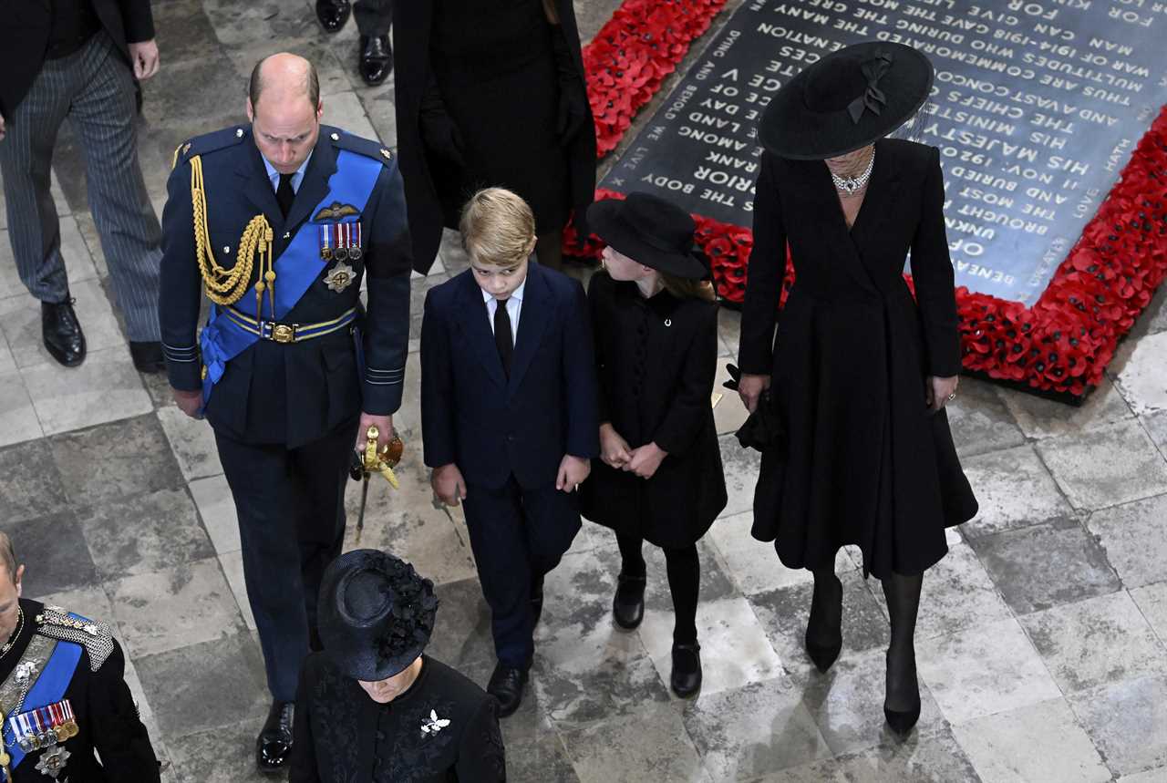 Royal fans spot the cute moment Charlotte appears to remind Prince George about official protocol at the Queen’s funeral