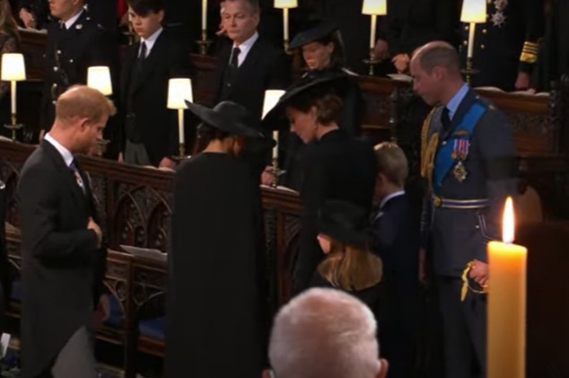 Sweet moment Prince William ushers Harry and Meghan to their seats for Queen’s committal service at Windsor