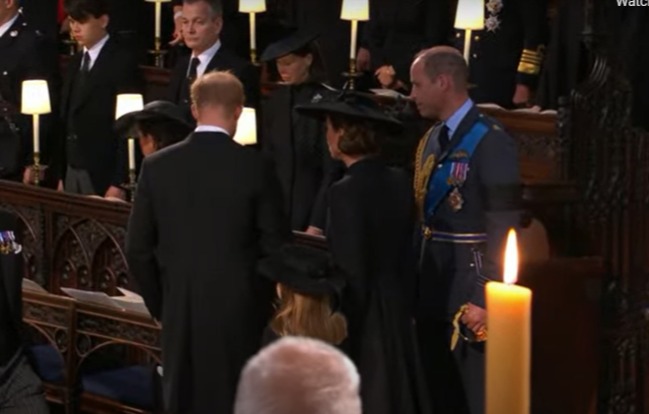 Sweet moment Prince William ushers Harry and Meghan to their seats for Queen’s committal service at Windsor