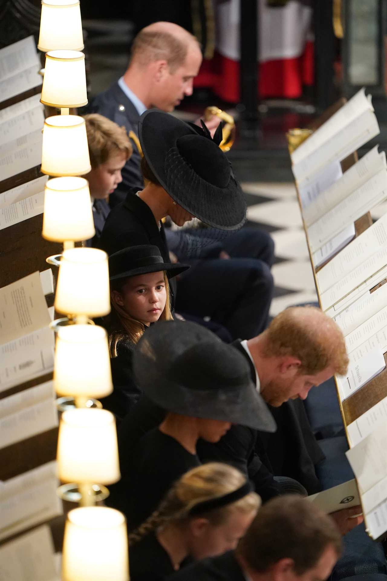 Sweet moment Prince William ushers Harry and Meghan to their seats for Queen’s committal service at Windsor