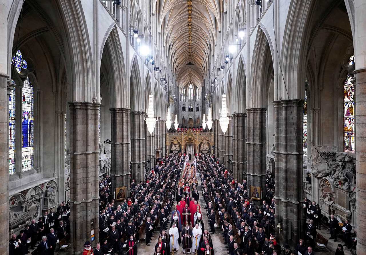 Sweet moment Prince William ushers Harry and Meghan to their seats for Queen’s committal service at Windsor