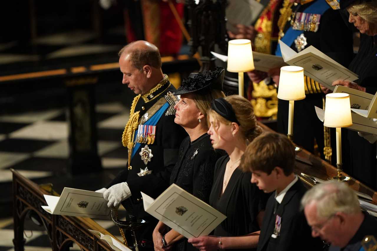 Sweet moment Prince William ushers Harry and Meghan to their seats for Queen’s committal service at Windsor