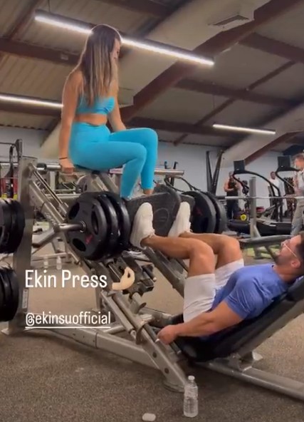 Love Island’s Davide Sanclimenti uses Ekin-Su as a leg press in steamy workout clip