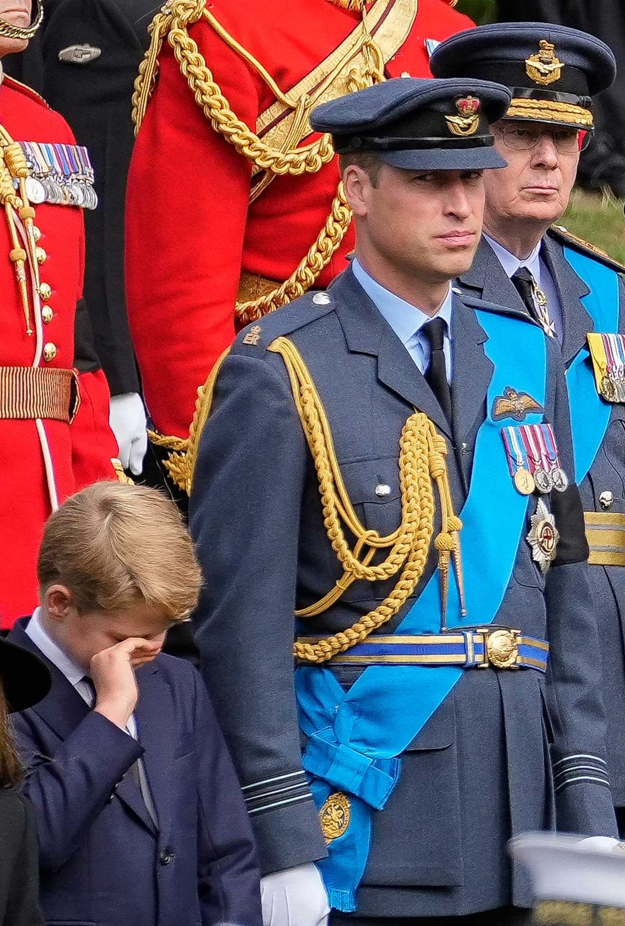 Royal family united in grief as Prince Harry, Meghan, Sophie Wessex and Prince George all shed tears at Queen’s funeral