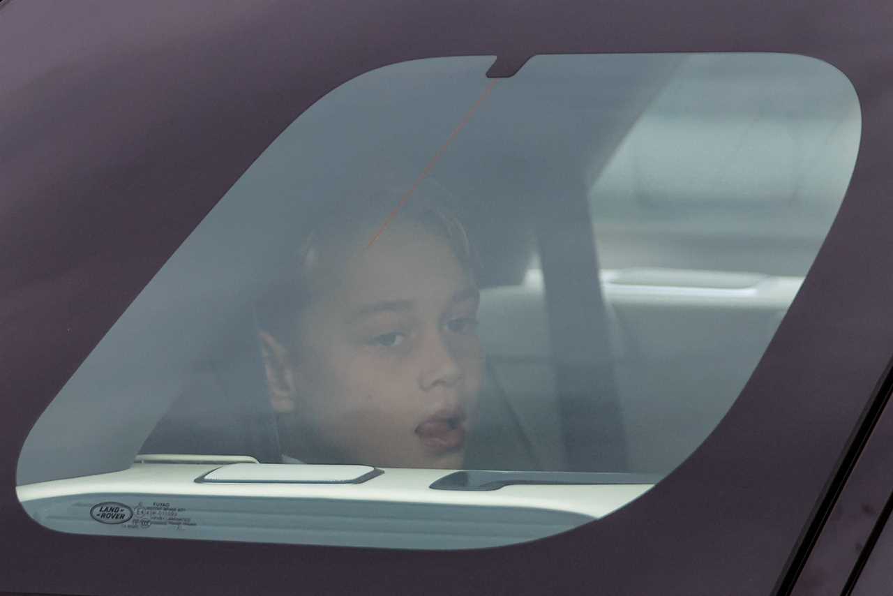 Prince George, 9, and Princess Charlotte, 7, walk beside William and Kate as they enter Abbey for Queen’s funeral