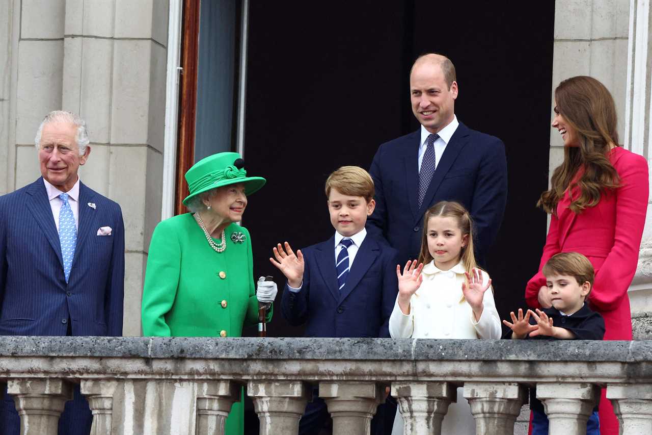 Prince George, 9, and Princess Charlotte, 7, walk beside William and Kate as they enter Abbey for Queen’s funeral