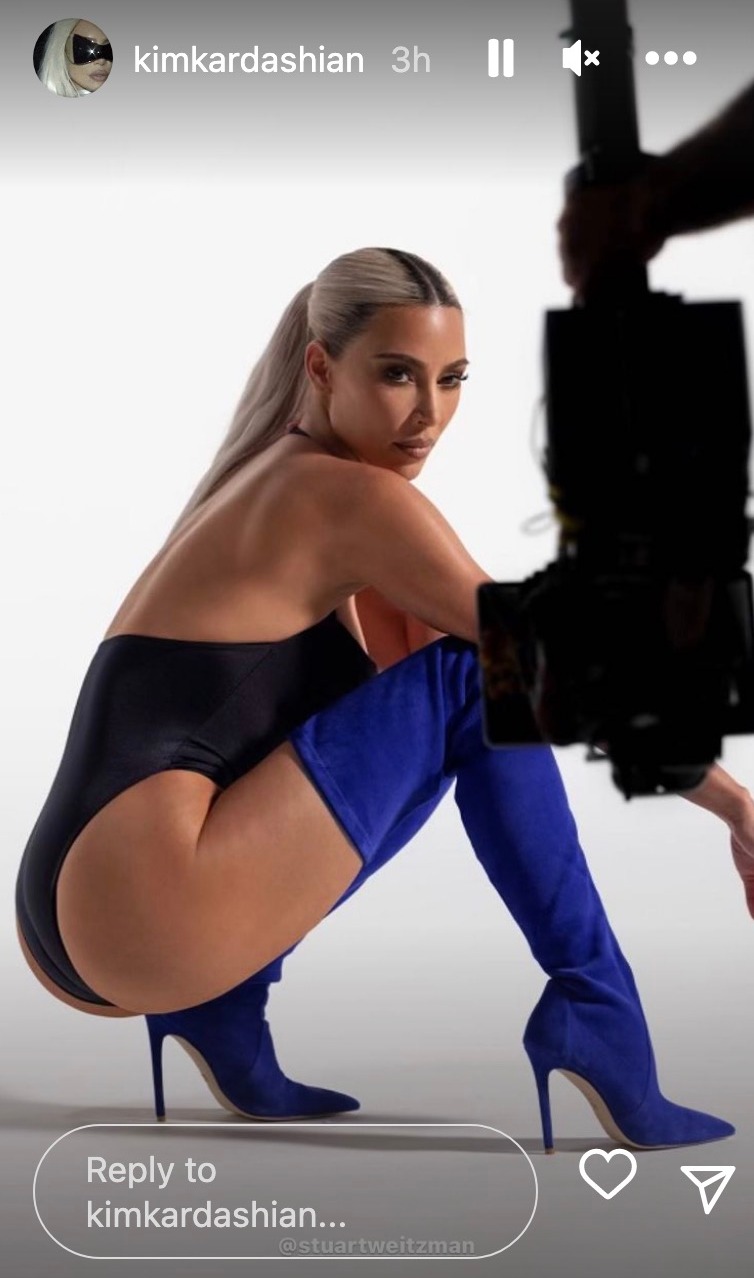 Kim Kardashian shows off her bare butt in leather thong bodysuit and thigh-high boots for racy Stuart Weitzman campaign