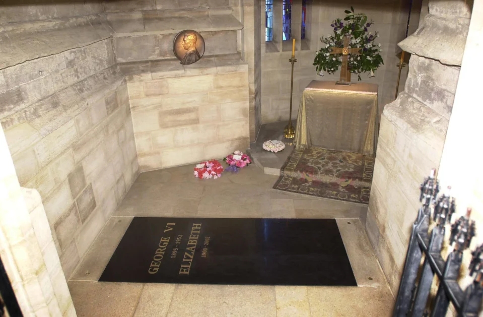 The Queen’s final resting place alongside Prince Philip pictured as their names are carved on Windsor chapel tombstone