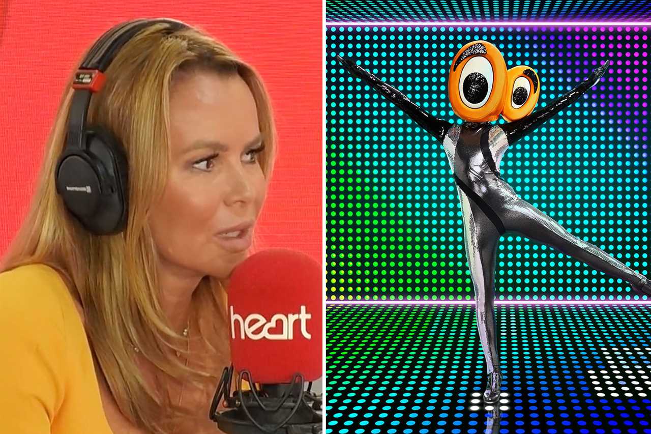 Amanda Holden goes braless in skintight green dress as she struts through Heart Radio office