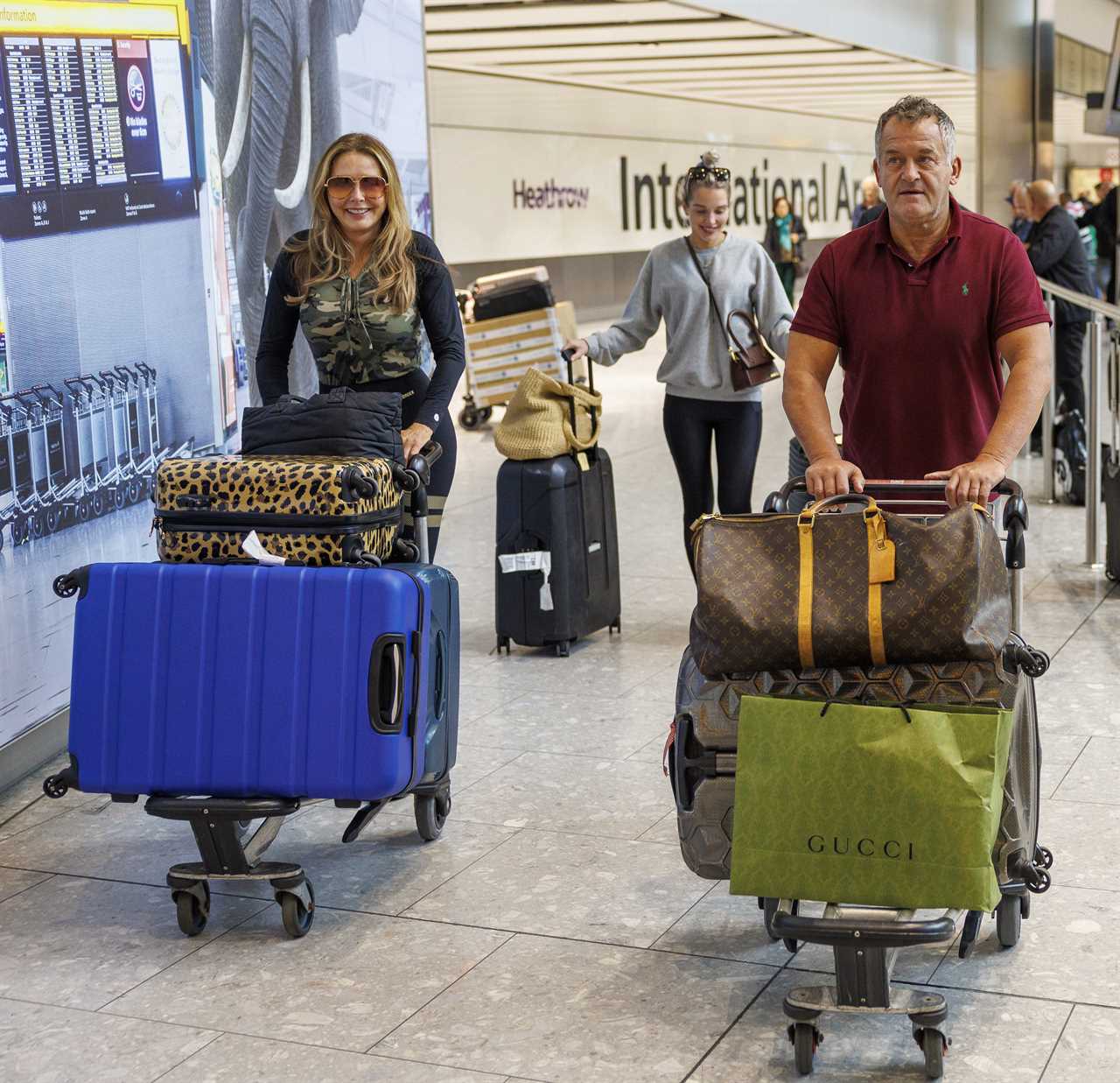 Carol Vorderman in camouflage as she returns from I’m A Celeb All Stars with Helen Flanagan, Dean Gaffney & Paul Burrell