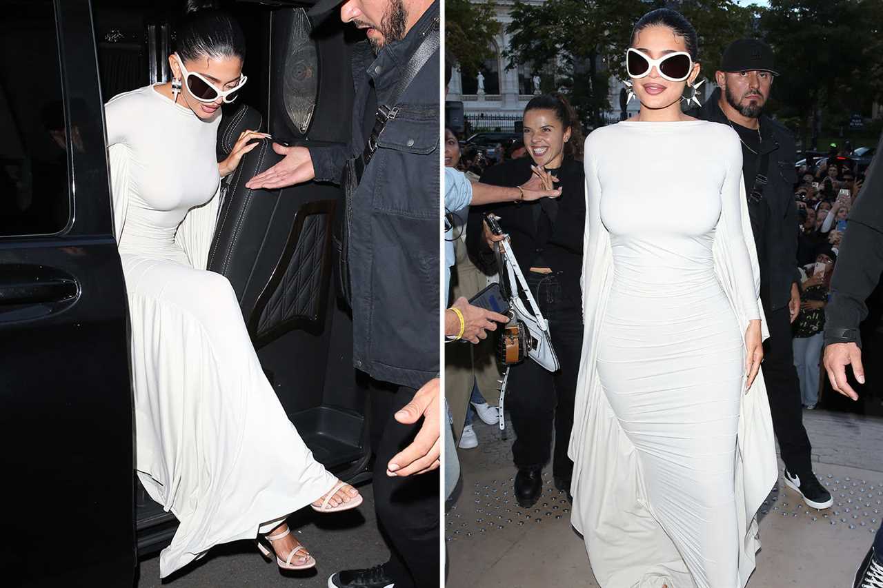 Kylie Jenner nearly suffers major NSFW wardrobe malfunction as she spills out of low plunging see-through dress in Paris