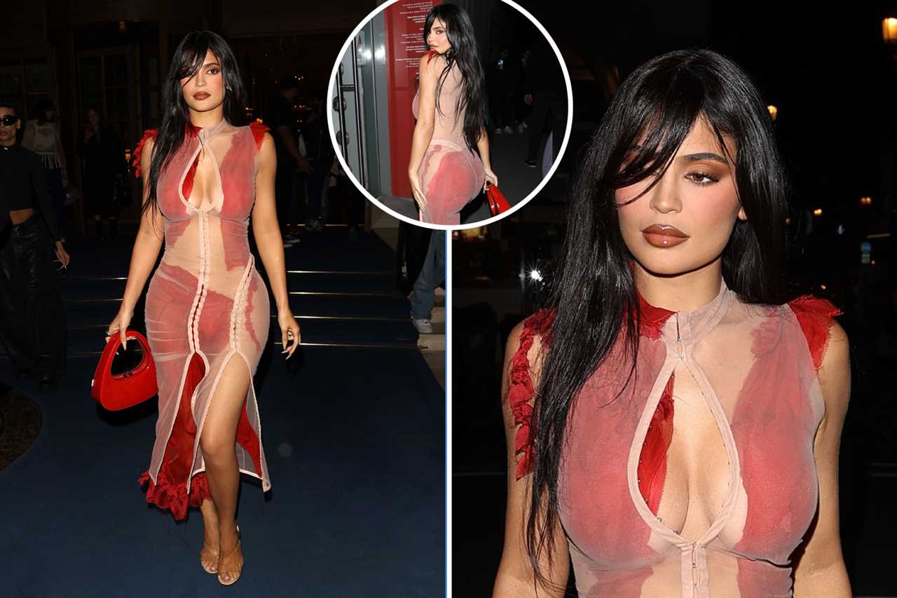 Kylie Jenner shows off her real hair without wigs & extensions as she goes pantless in a white bodysuit & coat in Paris