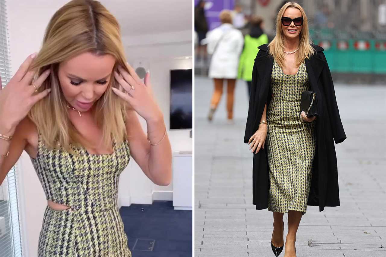 Amanda Holden goes braless in chic lilac outfit as she leaves work in London