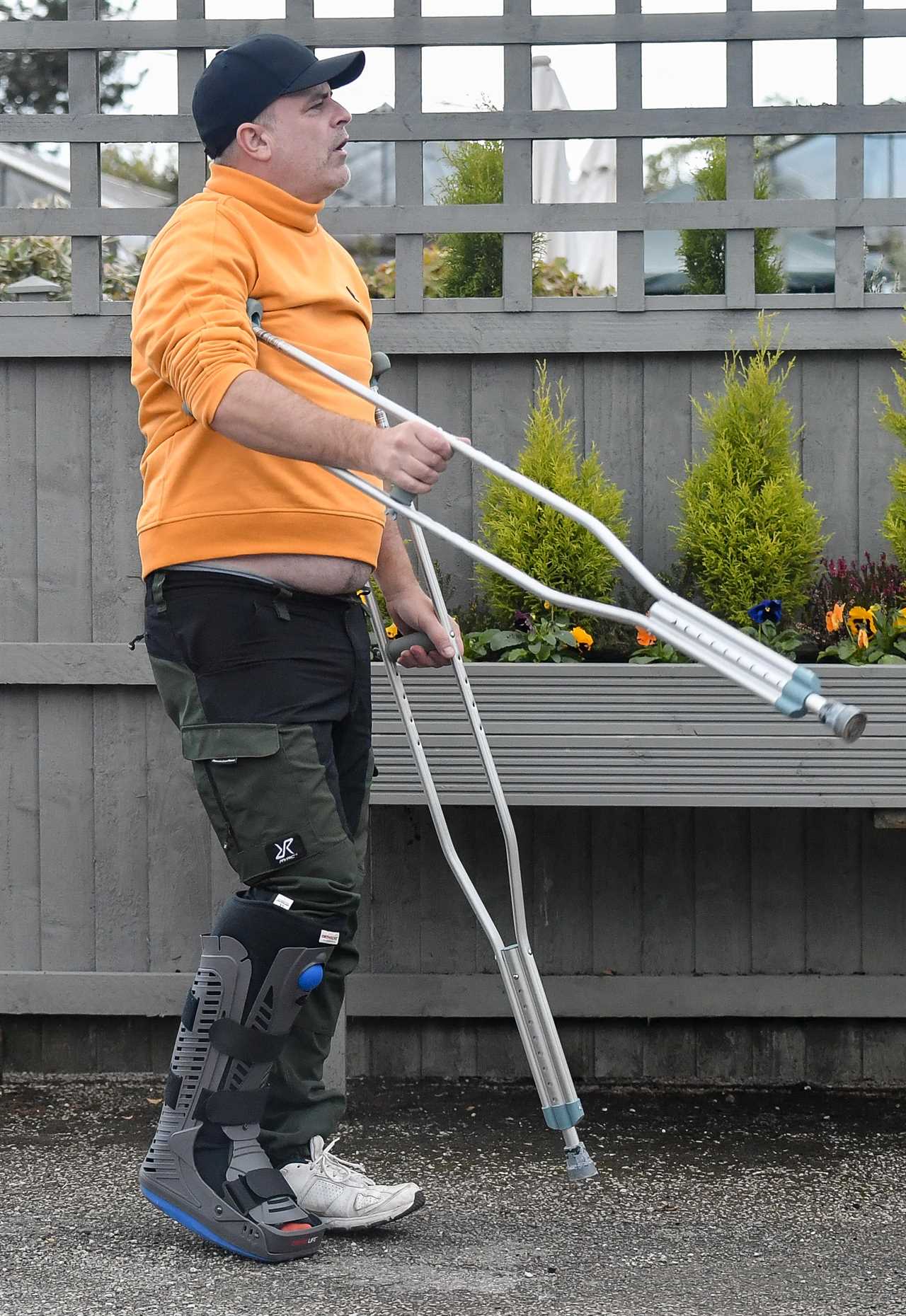 Coronation Street’s Simon Gregson on crutches as Steve McDonald star seen hobbling in orthopaedic boot