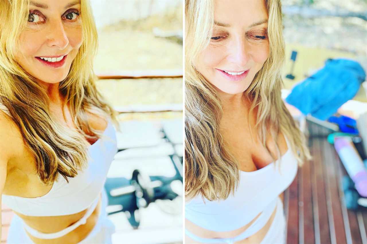 Carol Vorderman reveals tiny waist in skintight trousers and top as she teases new project