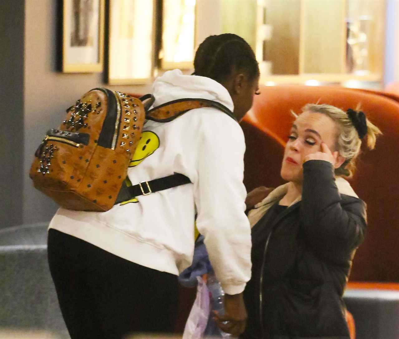 Strictly Comes Dancing’s Motsi Mabuse appears to comfort Ellie Simmonds as they arrive back at hotel after the show