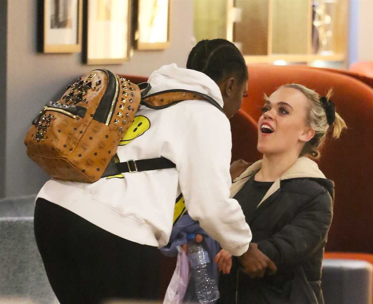 Strictly Comes Dancing’s Motsi Mabuse appears to comfort Ellie Simmonds as they arrive back at hotel after the show