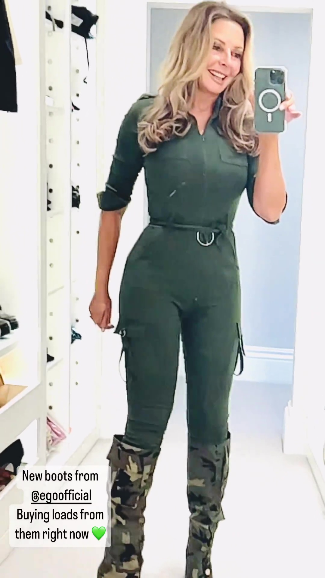 Carol Vorderman looks incredible in khaki jumpsuit and sexy boots after opening up about dating different men