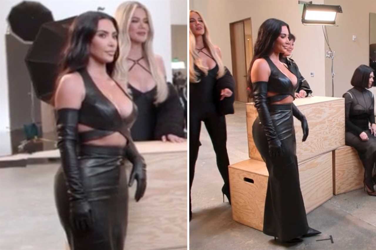 Kim Kardashian shows off her shrinking waist in a skintight black top while attending 9-year-old daughter North’s game