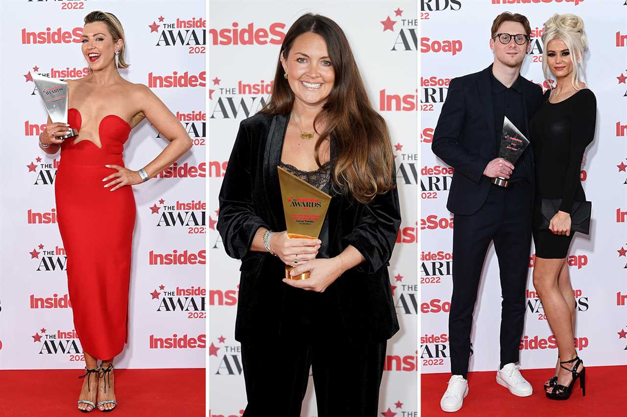 Hollyoaks, Emmerdale and EastEnders stars look all partied out as they leave Inside Soap Awards afterparty