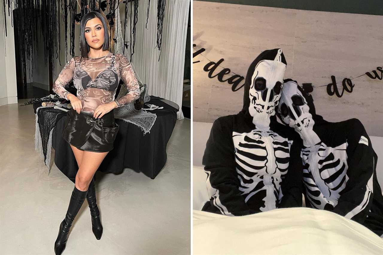 Kourtney Kardashian nearly busts out of black bra & see-through top & shows off her legs after boasting about new curves