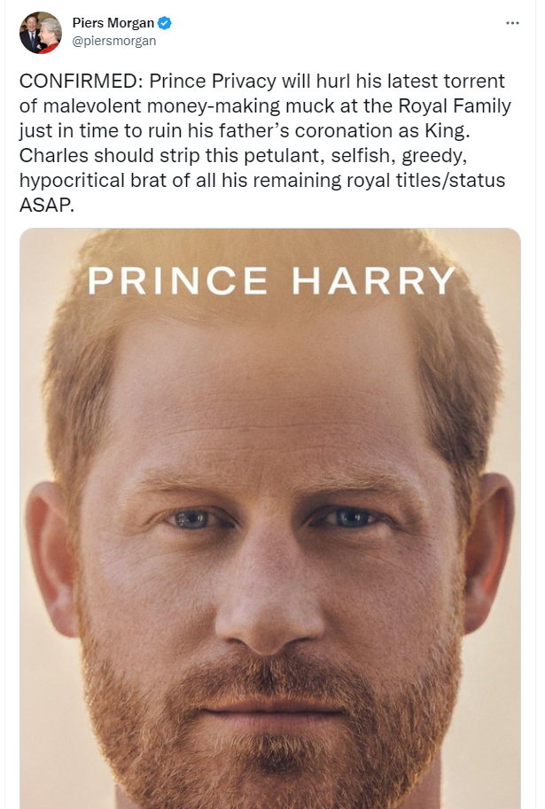 Prince Harry’s book is ‘money making muck’ that’ll ruin Charles’ coronation – he must be stripped of titles, says Piers