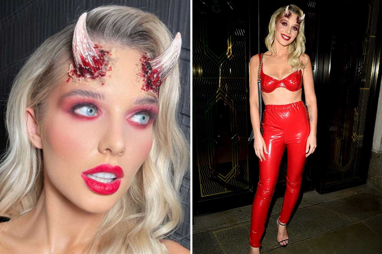 Make-up free Helen Flanagan flashes her ring-free hand after Halloween night out