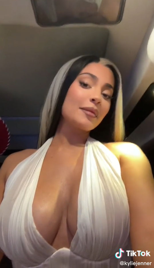 Kylie Jenner shows off major cleavage & her famous curves in a very low-cut top for new Halloween video