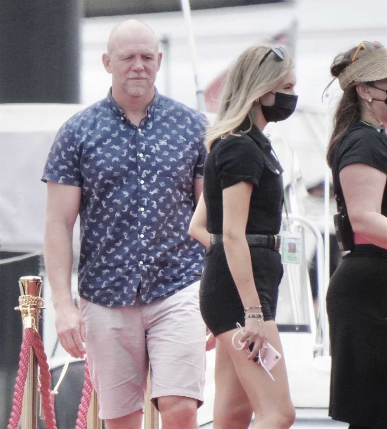 Mike Tindall jokingly tackles blonde I’m a Celeb crew member & pretends to throw her into water before heading to jungle