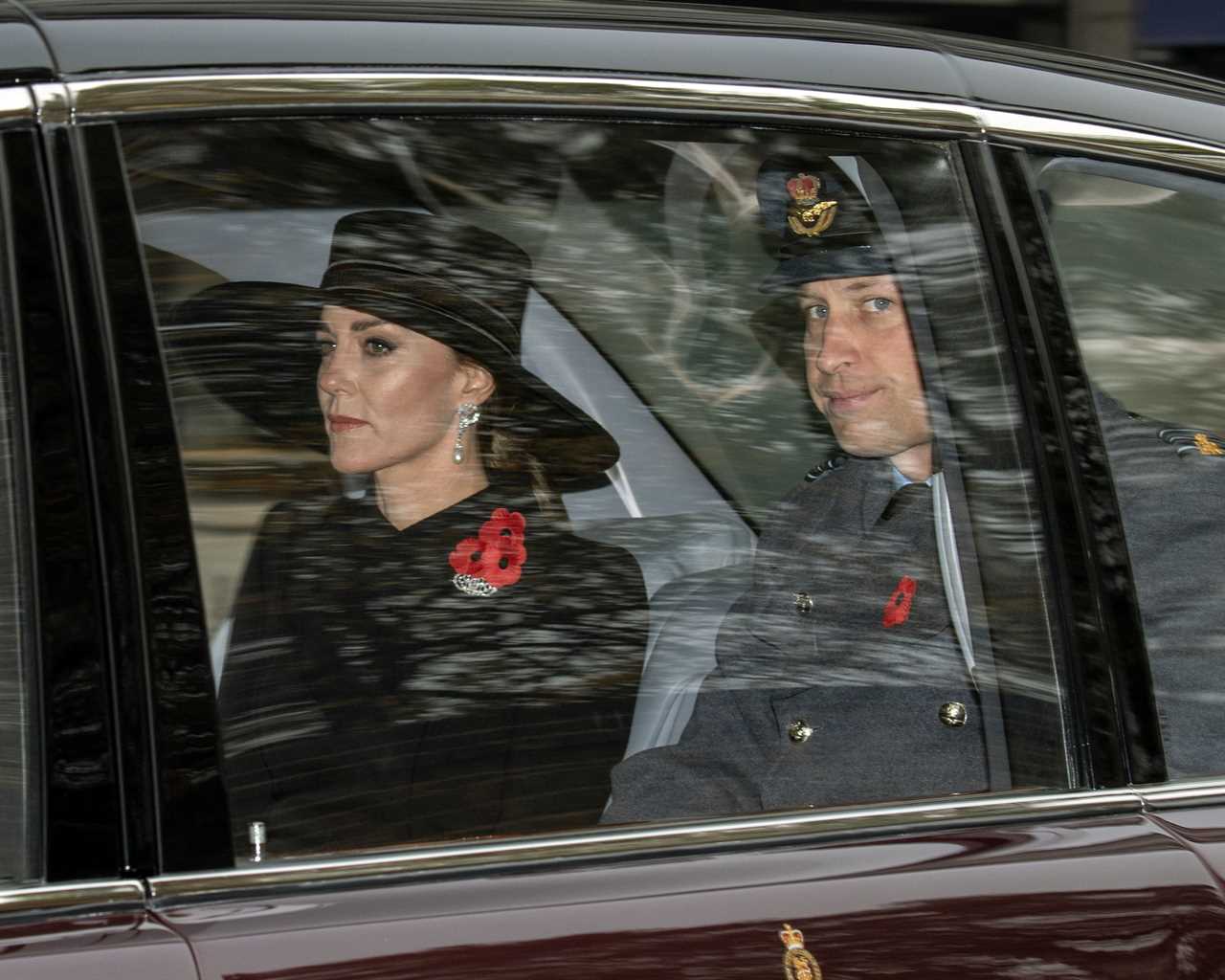 Prince William & Kate Middleton arrive at Remembrance Sunday service with King Charles to lead first ceremony as monarch
