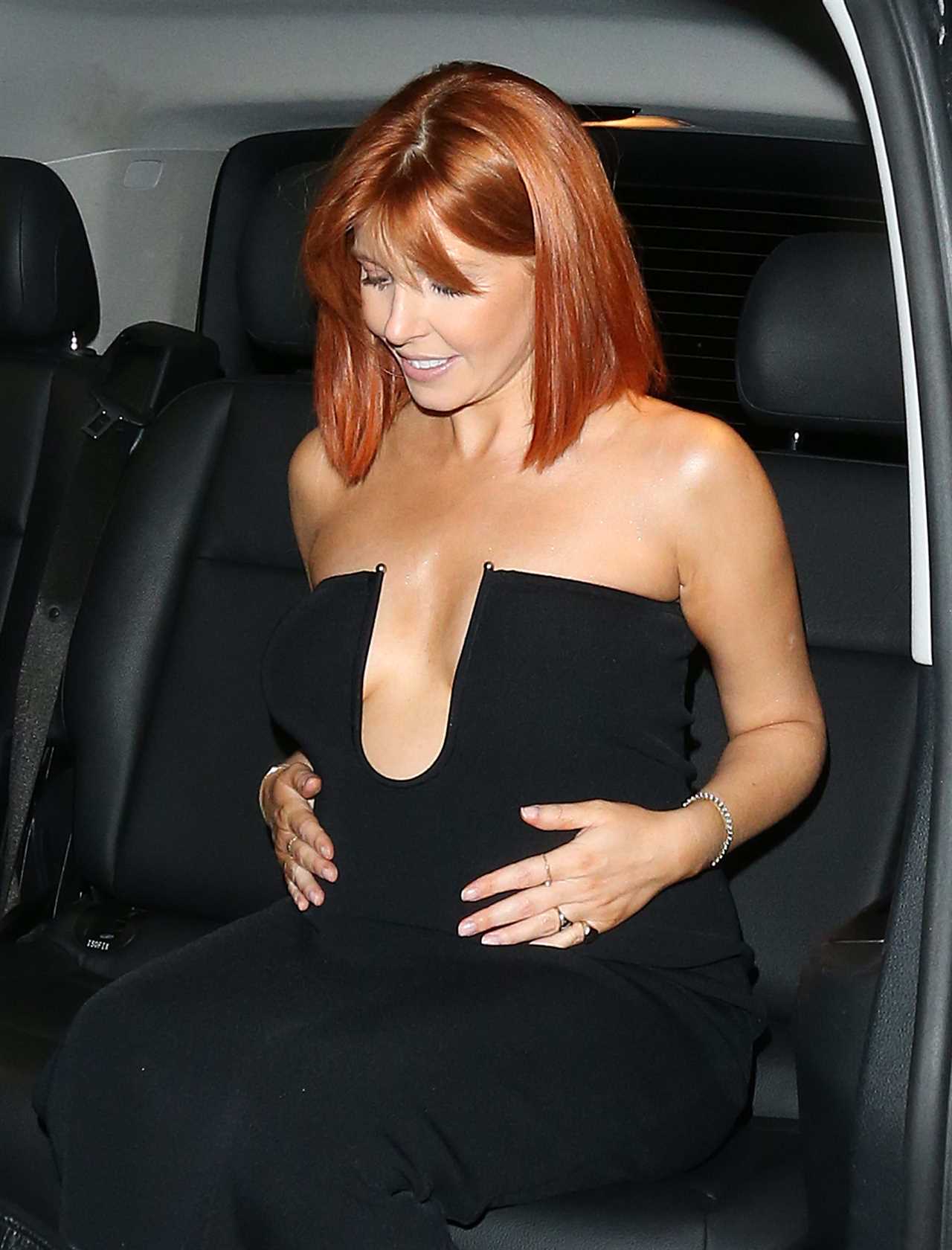 Heavily-pregnant Strictly champ Stacey Dooley looks sensational in a very revealing dress as she leaves TV show