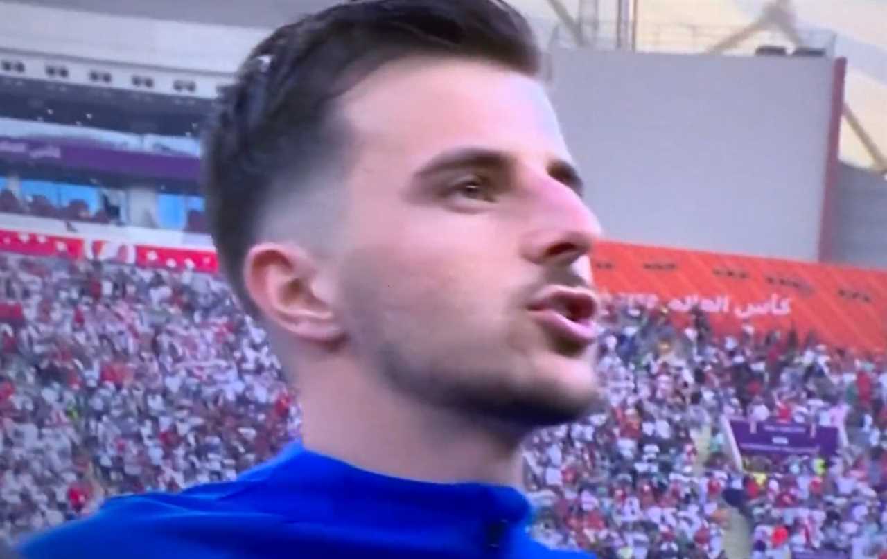 Fans all say the same thing after Mason Mount appears to sing God Save The QUEEN in anthem gaffe ahead of England v Iran