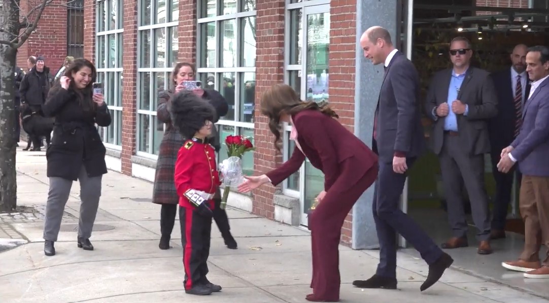 Adorable moment Princess Kate and Prince William meet young Royal guard who waited hours to greet them on Boston visit