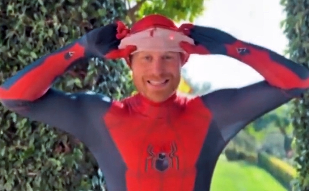 Prince Harry dresses up as Spider Man as he sends Christmas video message to children who have lost their parents