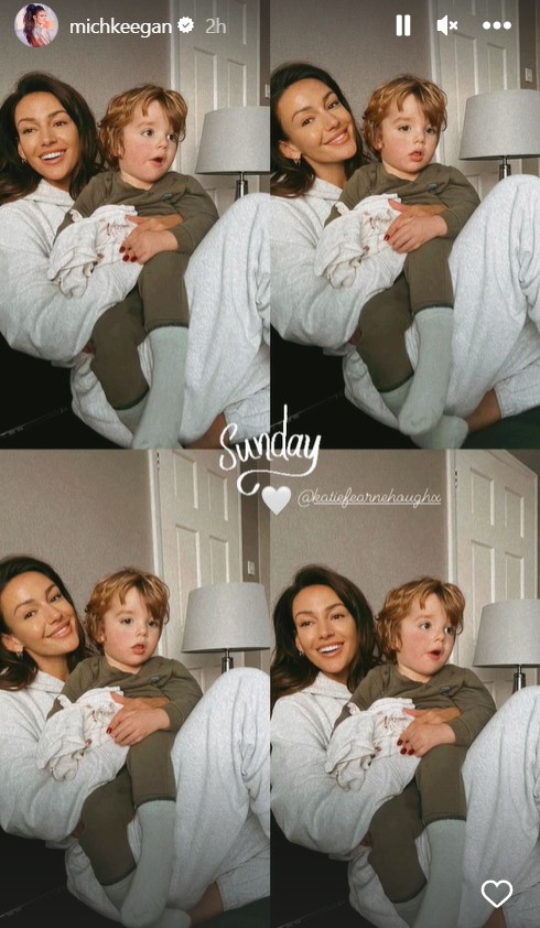 Michelle Keegan stuns fans in onsie while cuddling cousin’s son