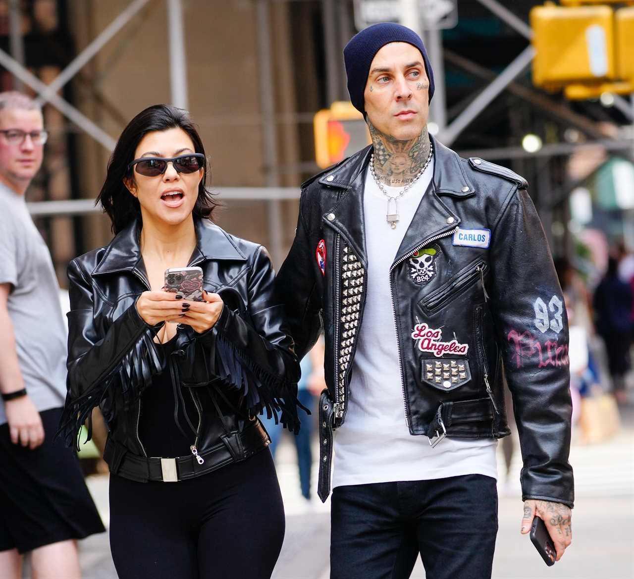 The pair love their matching outfits as Kourtney embraces Travis' rocker style