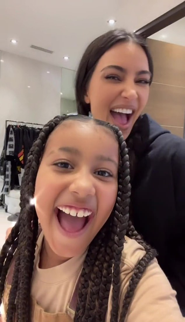 Kim Kardashian’s thin frame nearly drowns in oversized pajamas while showing off wild dance moves with daughter North, 9