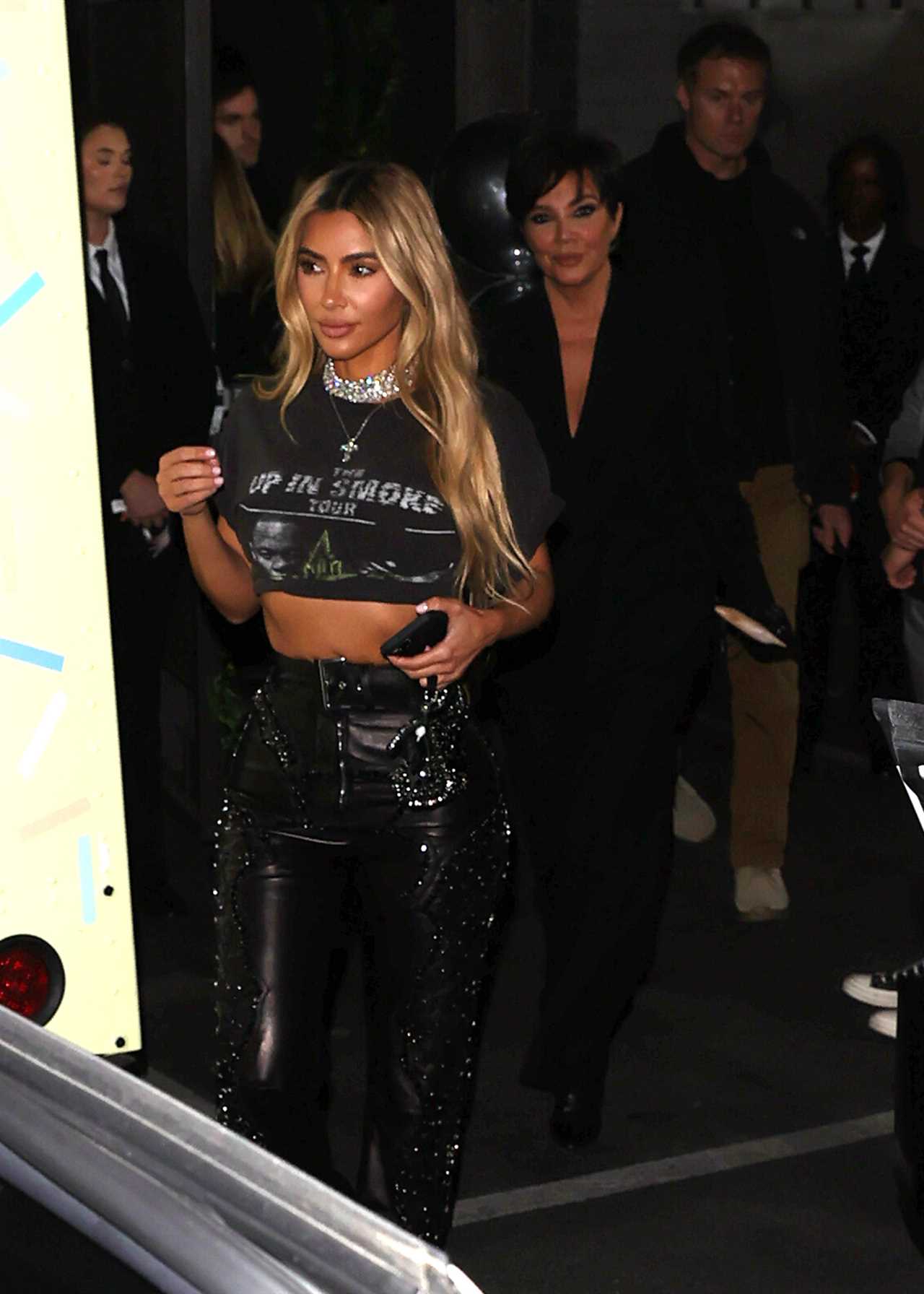 Kim Kardashian shows off shrinking waist in crop top & leather pants as star dubbed ‘worst dressed’ for Mason’s birthday