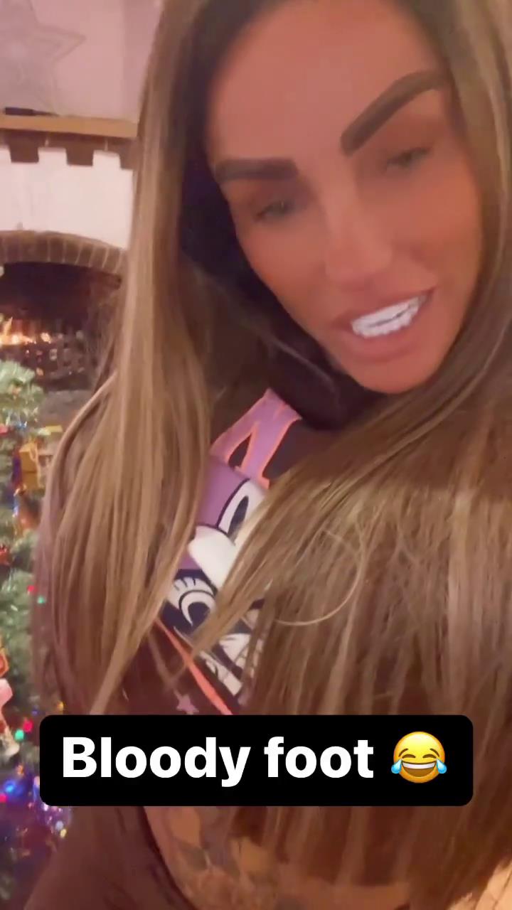 Katie Price shows off latest unicorn stomach tattoos at home as as she tells fans she’s in pain