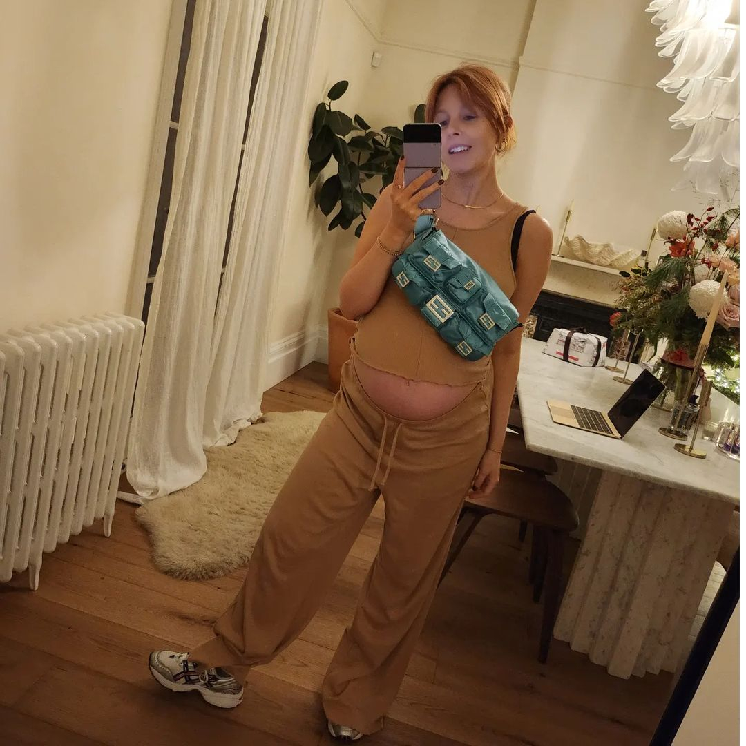 Stacey Dooley shows off huge baby bump on her penultimate day of work