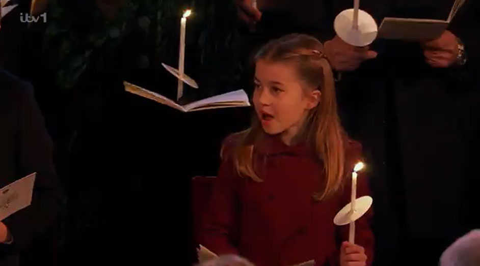 Princess Charlotte has royal fans in stitches at mum Kate’s Christmas concert as she belts out Away in a Manger