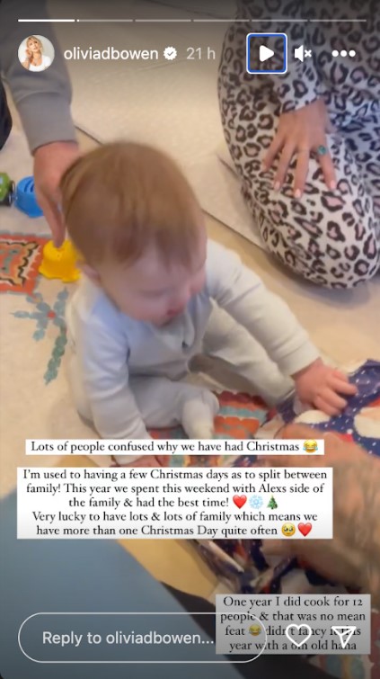 Love Island’s Olivia Bowen confuses fans as she lets baby son open his Christmas presents a WEEK early