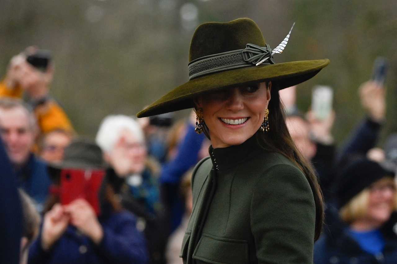 Prince William, Kate, George, Charlotte and Louis beam with festive smiles as they join King Charles on Christmas walk