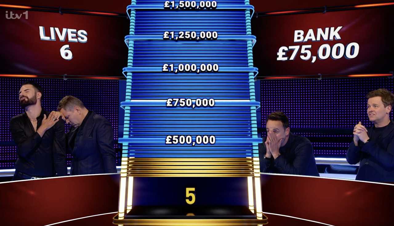 Rylan fights back tears as he loses £250,000 for charity on Ant and Dec’s Limitless Win