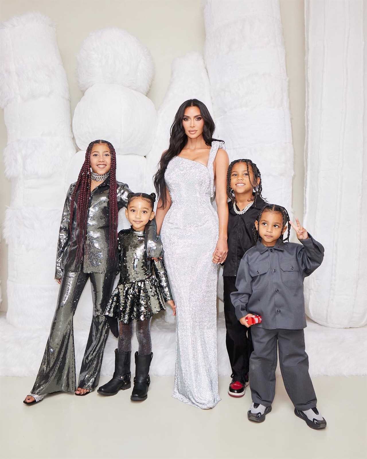 Kim Kardashian’s daughter North, 9, is almost as tall as famous mom in sky-high stilettos for new family Christmas pics