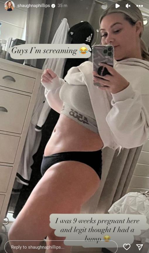 Pregnant Love Island star Shaughna Phillips shows off her 9-week ‘bump’ in throwback as she reveals severe pain