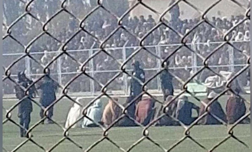 Taliban caught ‘cutting off hands of four petty thieves’ in football stadium after accusing Prince Harry of ‘war crimes’