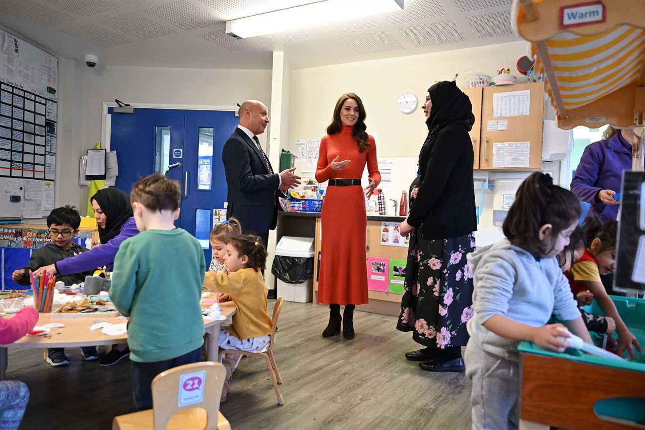 Princess Kate beams on visit to nursery as she carries on with Royal duties after Prince Harry blast