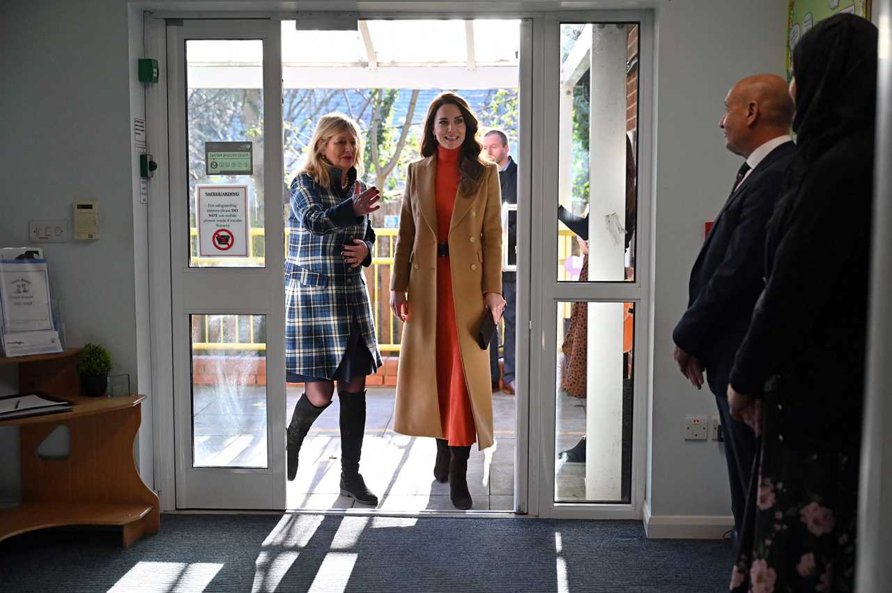 Princess Kate beams on visit to nursery as she carries on with Royal duties after Prince Harry blast